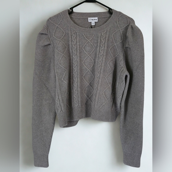 The Drop Size XL Womens Grey Soft Crop Cable Design Sweater NWT - Picture 1 of 6